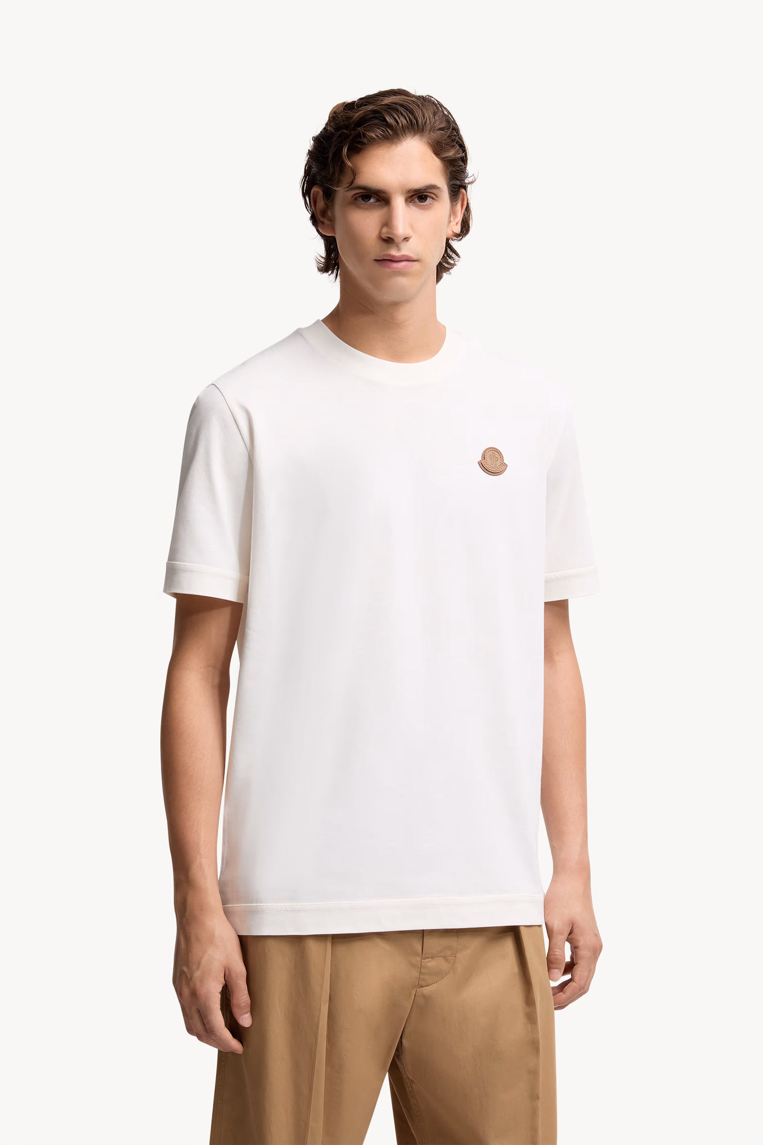T-shirt en coton à empiècement logo Hommes Blanc Moncler 3